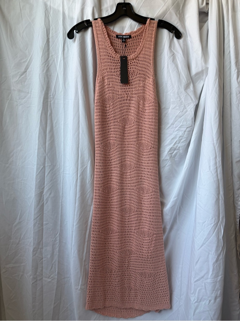 Steve Madden Ronnie Blush Pink Crochet Sweater Dress